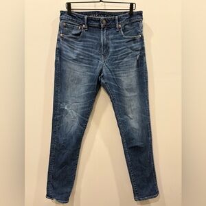 American Eagle Outfitters Men’s Flex Athletic Skinny Blue Washed Jeans 34W/34L